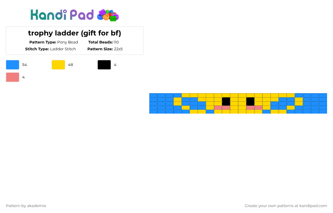 trophy ladder (gift for bf) - Pony Bead Pattern by akademie on Kandi Pad - yellow,light blue