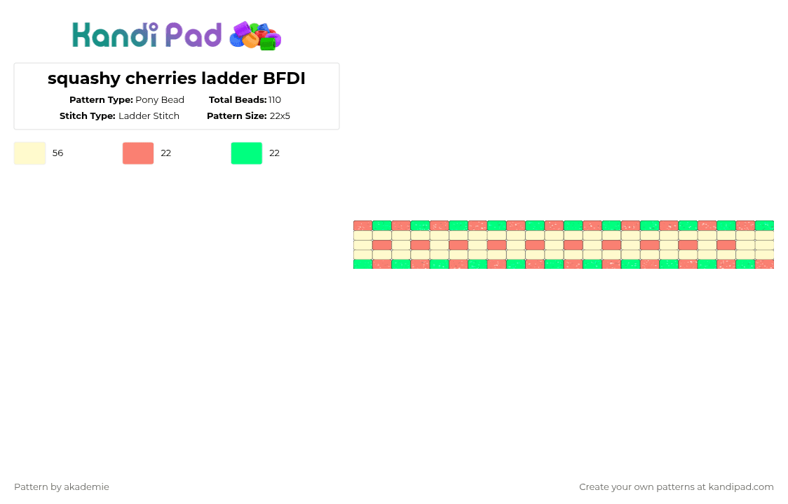 squashy cherries ladder BFDI - Pony Bead Pattern by akademie on Kandi Pad - yellow