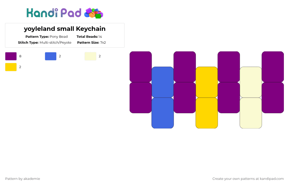 yoyleland small Keychain - Pony Bead Pattern by akademie on Kandi Pad - pink,bfdi,osc,oggabooga