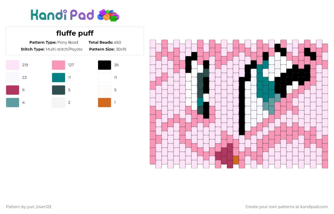 fluffe puff closeup cuff - Pony Bead Pattern by yuri_lover123 on Kandi Pad - mlp,my little pony,fluffe puff,cute,cutecore,kawaii,pink