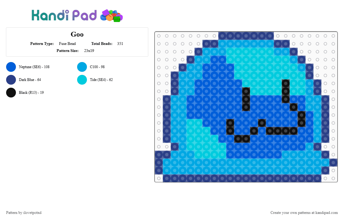 Goo - Fuse Bead Pattern by ilovetpotxd on Kandi Pad - blue,light blue