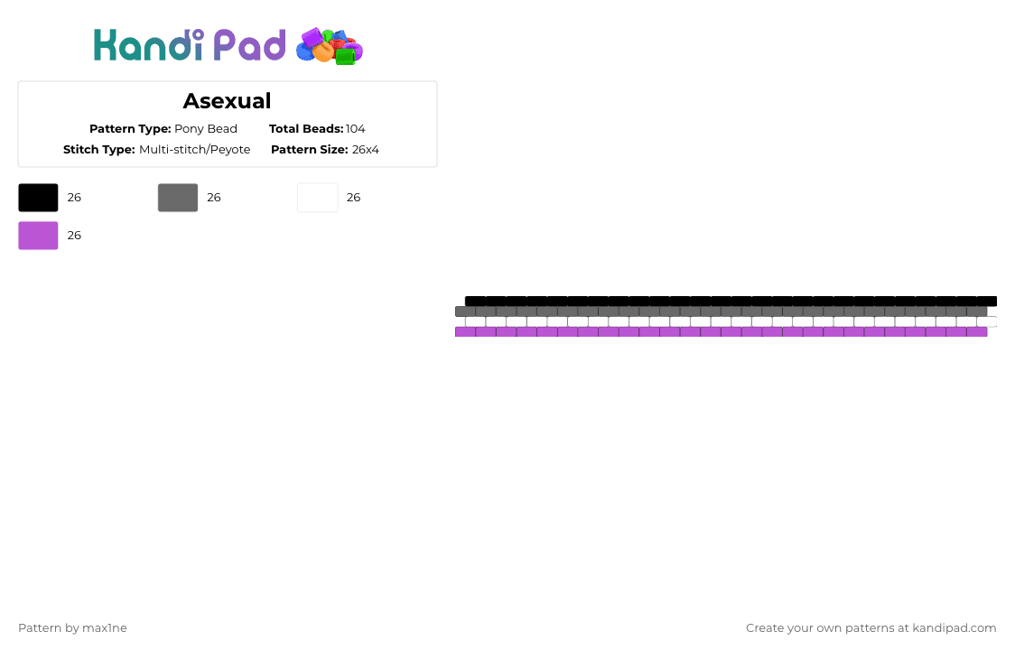 Asexual - Pony Bead Pattern by max1ne on Kandi Pad - gray,pink