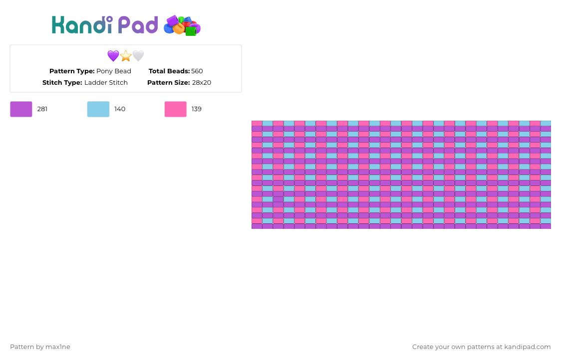 💜⭐️🤍 Pony Bead Pattern - Kandi Pad | Kandi Patterns, Fuse Bead Patterns ...