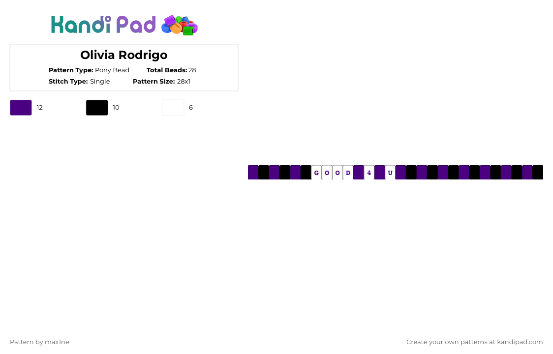 Olivia Rodrigo - Pony Bead Pattern by max1ne on Kandi Pad - purple,white