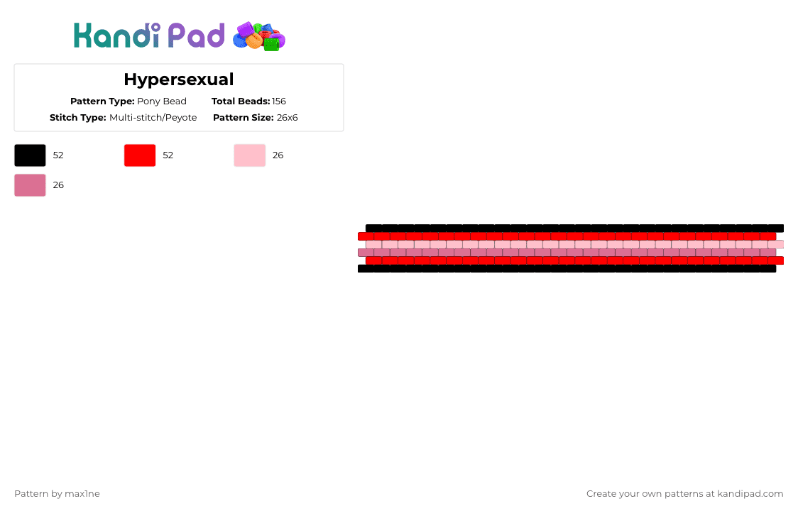 Hypersexual - Pony Bead Pattern by max1ne on Kandi Pad - red,pink