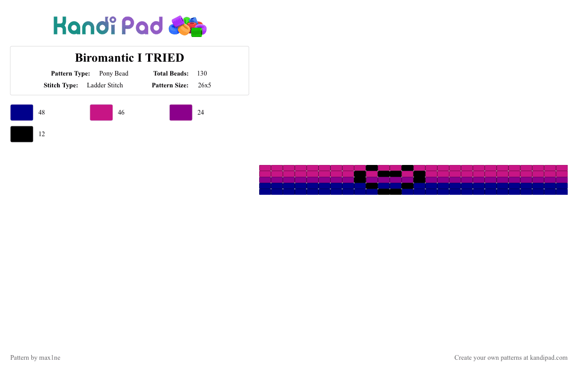 Biromantic I TRIED - Pony Bead Pattern by max1ne on Kandi Pad - pink,purple