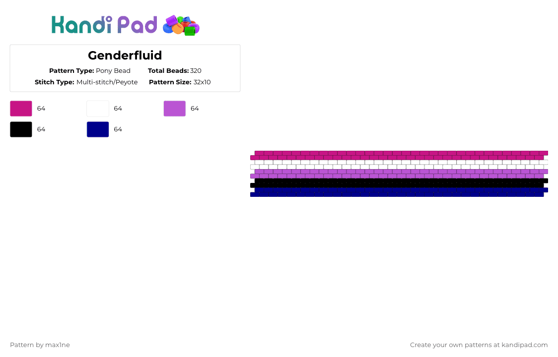 Genderfluid - Pony Bead Pattern by max1ne on Kandi Pad - pink,purple