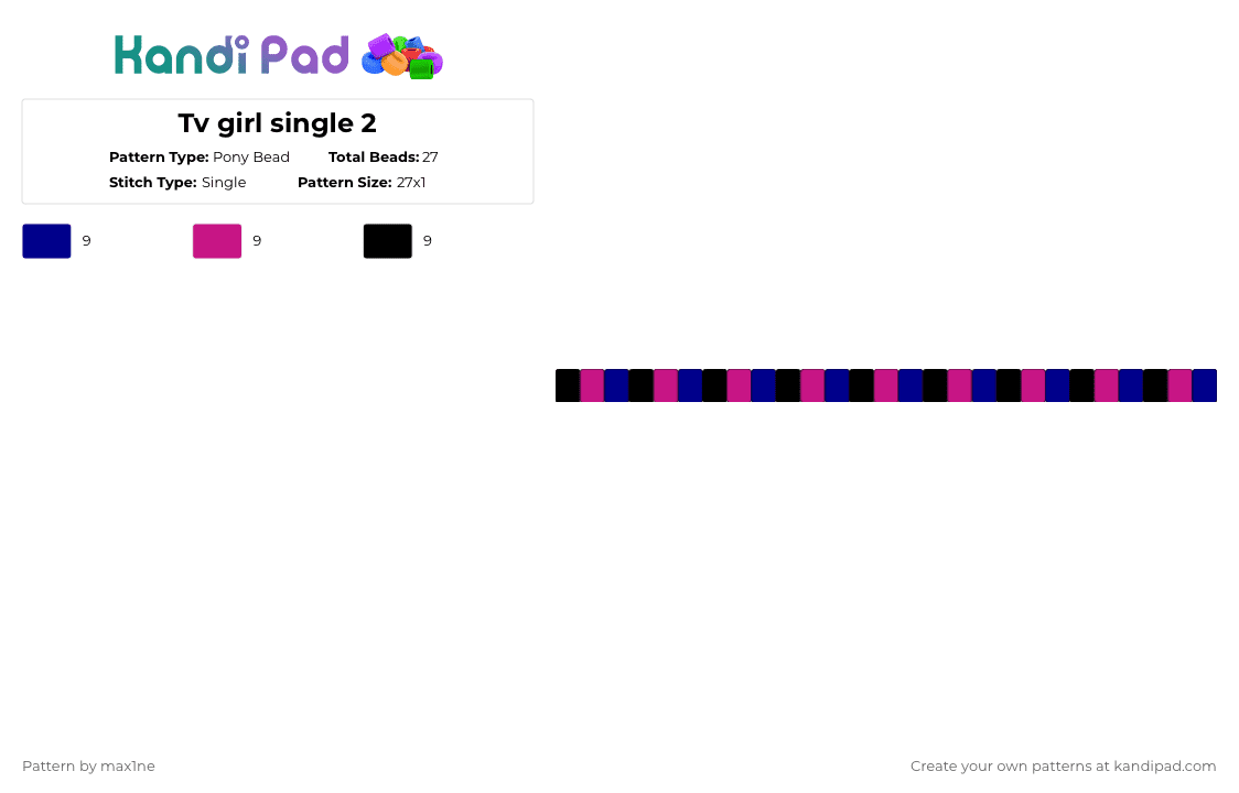 Tv girl single 2 - Pony Bead Pattern by max1ne on Kandi Pad - purple,pink