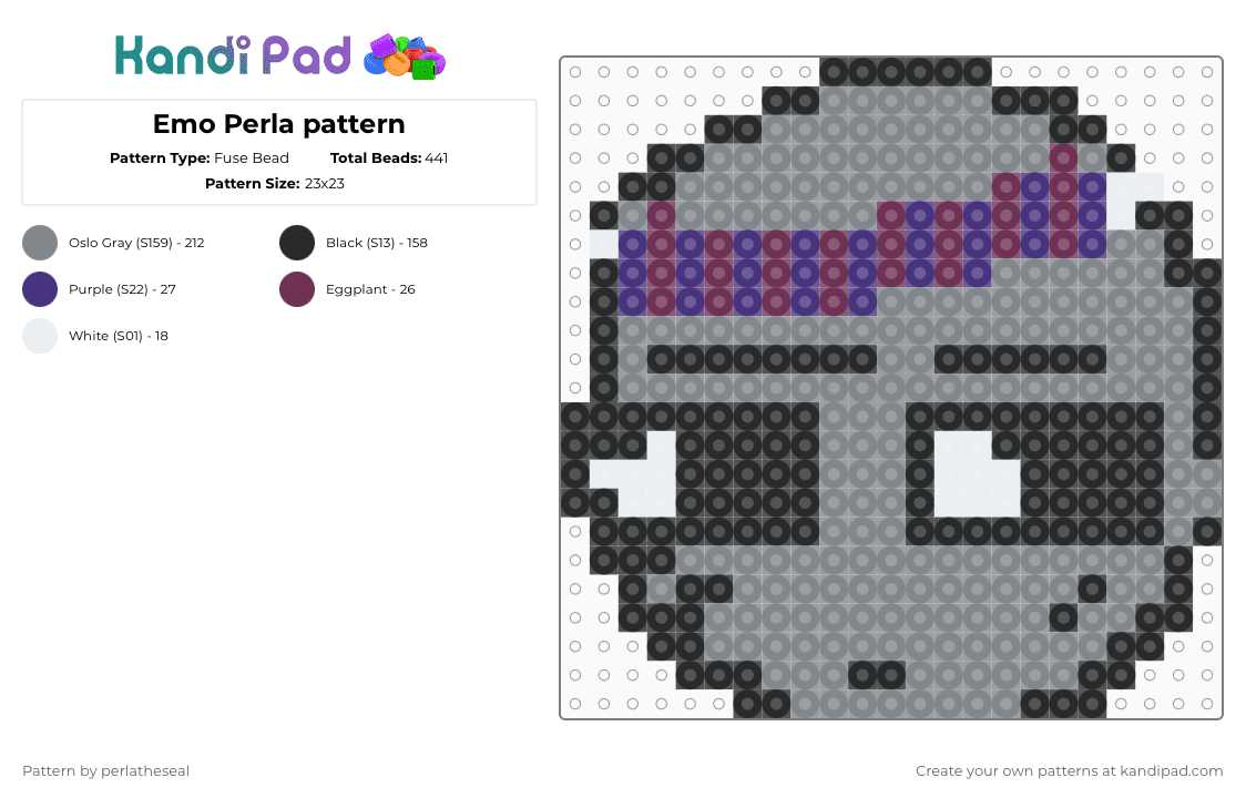 Emo Perla pattern Fuse Bead Pattern - Kandi Pad | Kandi Patterns, Fuse ...