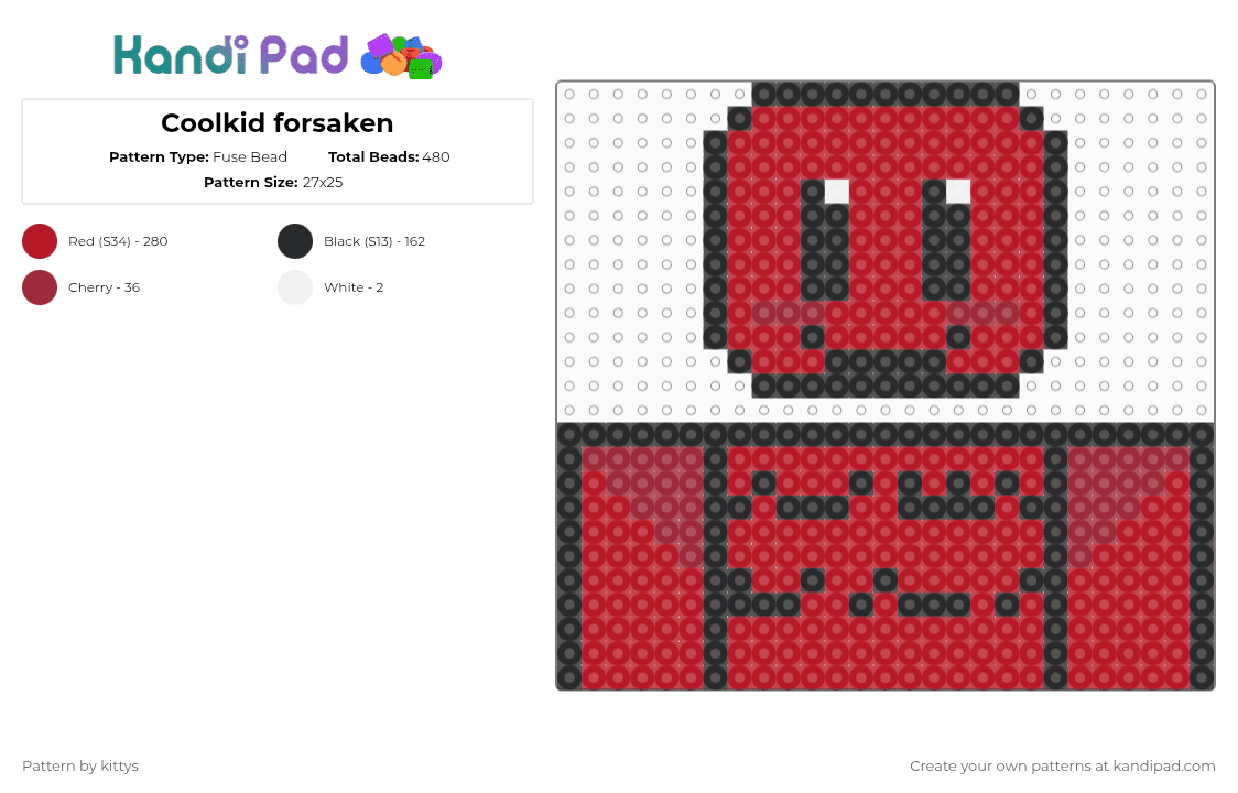 Coolkid forsaken - Fuse Bead Pattern by kittys on Kandi Pad - red