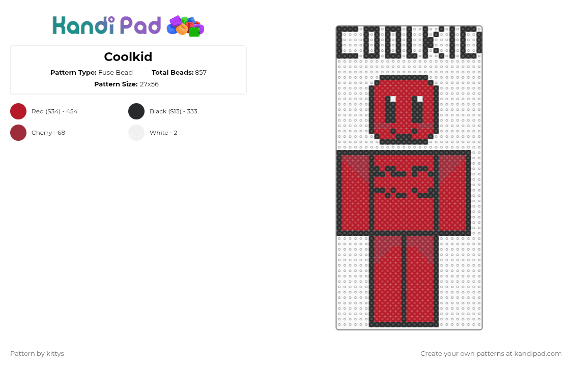 Coolkid - Fuse Bead Pattern by kittys on Kandi Pad - red