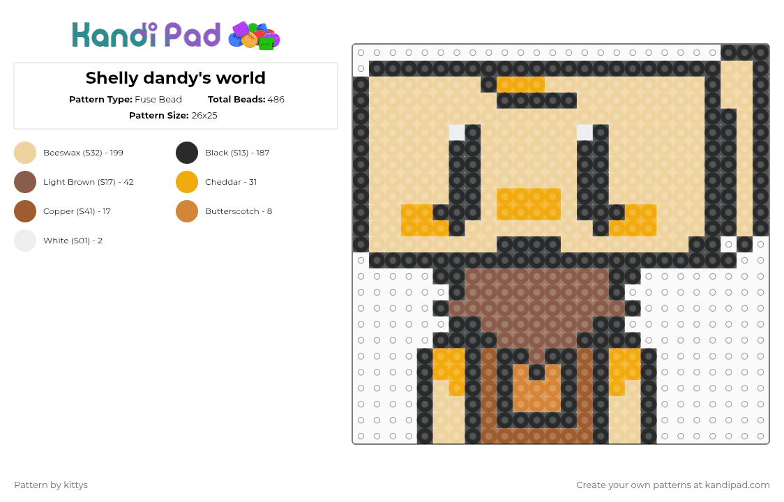 Shelly dandy\'s world - Fuse Bead Pattern by kittys on Kandi Pad - beige