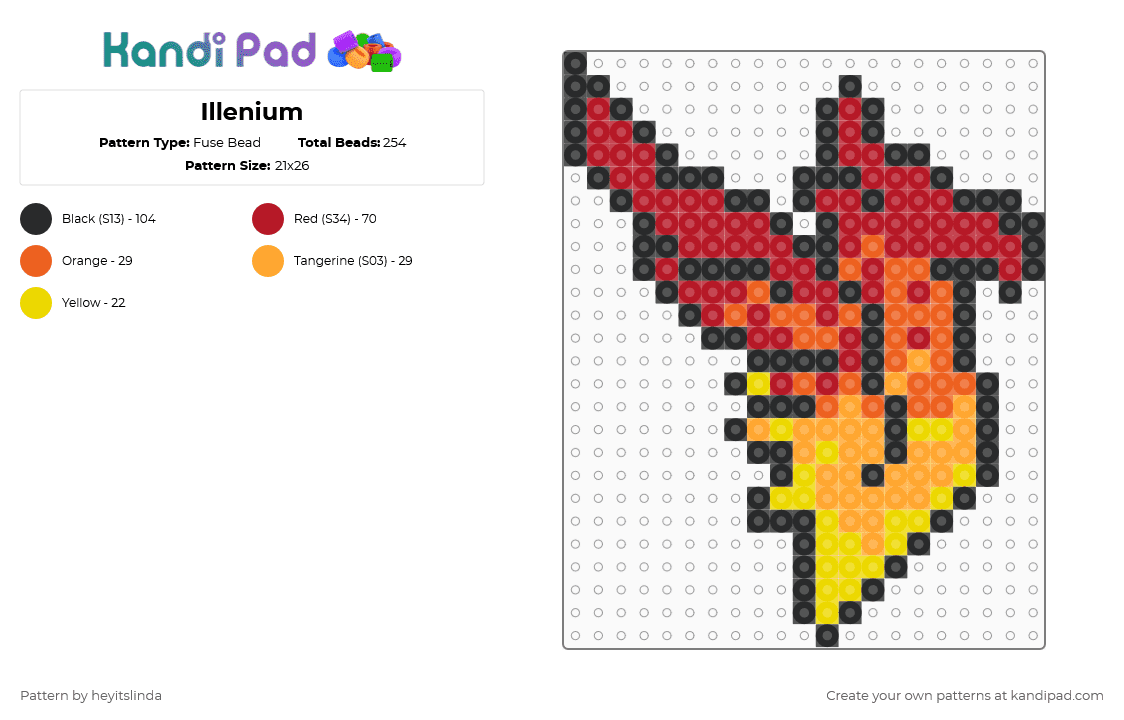 Illenium - Fuse Bead Pattern by heyitslinda on Kandi Pad - illenium,dj,music,logo,fiery,red,orange