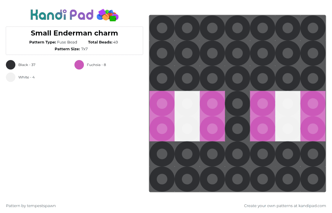 Small Enderman charm - Fuse Bead Pattern by tempestspawn on Kandi Pad - black,pink,white,minecraft,enderman,keychain,charm,purple