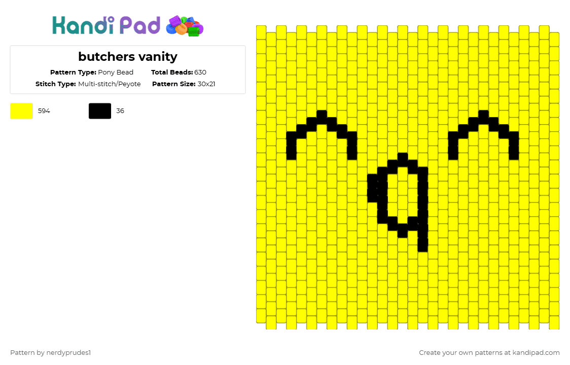 butchers vanity - Pony Bead Pattern by nerdyprudes1 on Kandi Pad - yellow