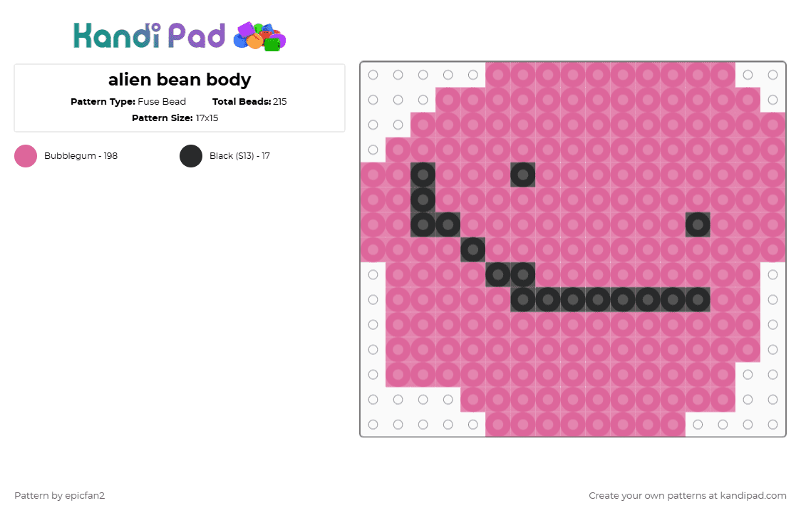 alien bean body - Fuse Bead Pattern by epicfan2 on Kandi Pad - pink