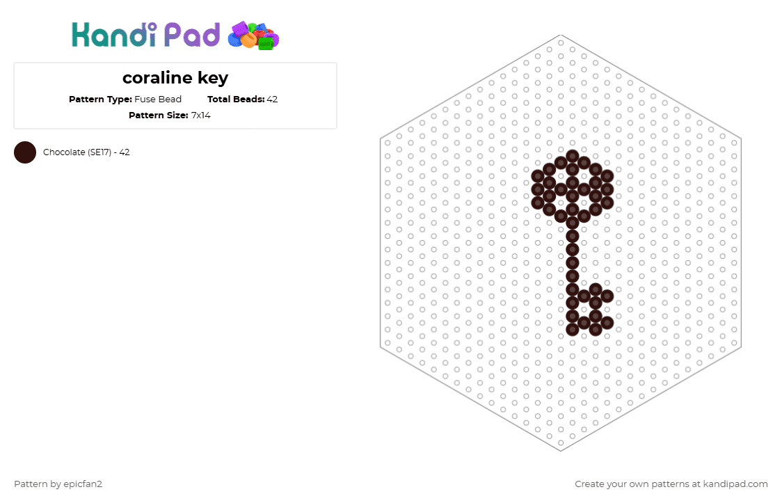 coraline key - Fuse Bead Pattern by epicfan2 on Kandi Pad - brown,cotdkeys