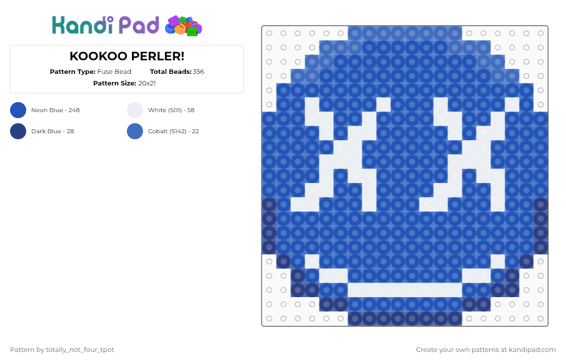 KOOKOO PERLER! - Fuse Bead Pattern by totally_not_four_tpot on Kandi Pad - blue,graceroblox,roblox,grace,kookoo,white