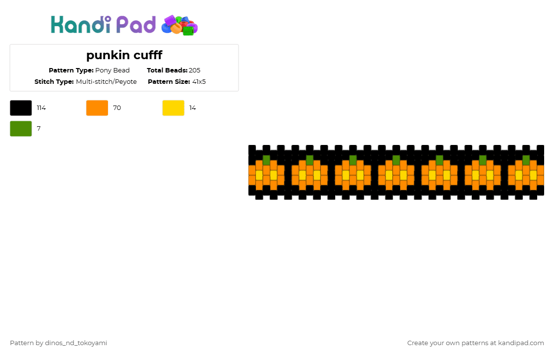 punkin cufff - Pony Bead Pattern by k4s4n3_t3t0 on Kandi Pad - black,orange,hallloween