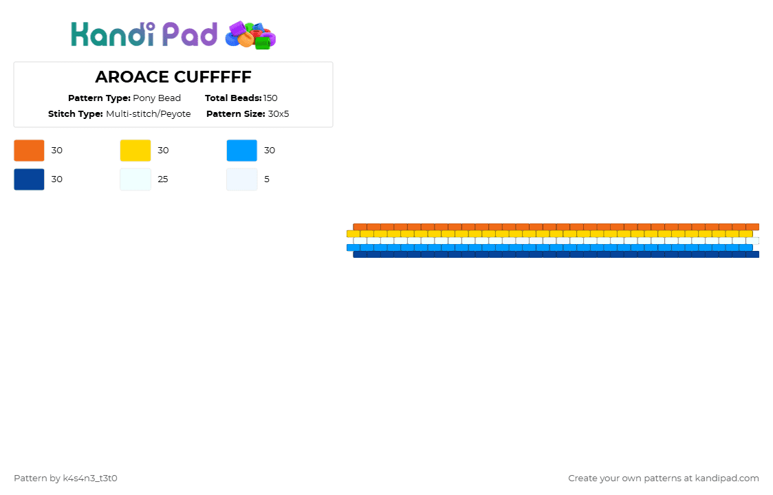 AROACE CUFFFFF - Pony Bead Pattern by k4s4n3_t3t0 on Kandi Pad - pride,aromantic,asexual