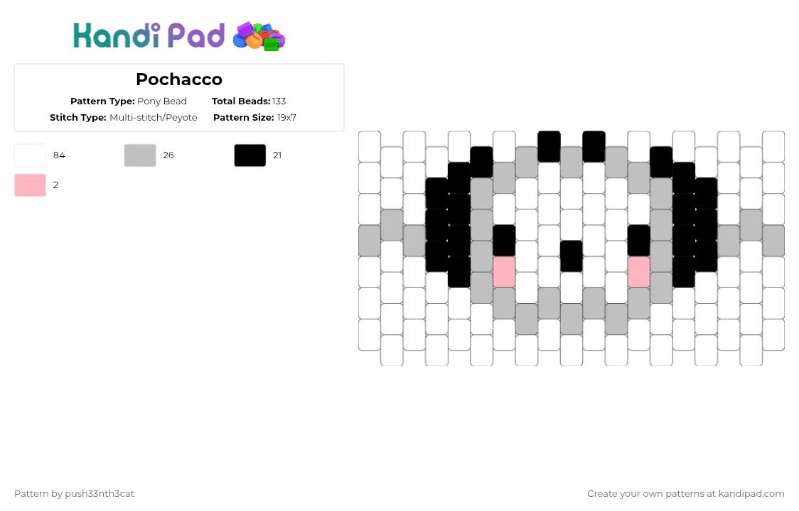 Pochacco - Pony Bead Pattern by push33nth3cat on Kandi Pad - white,beige