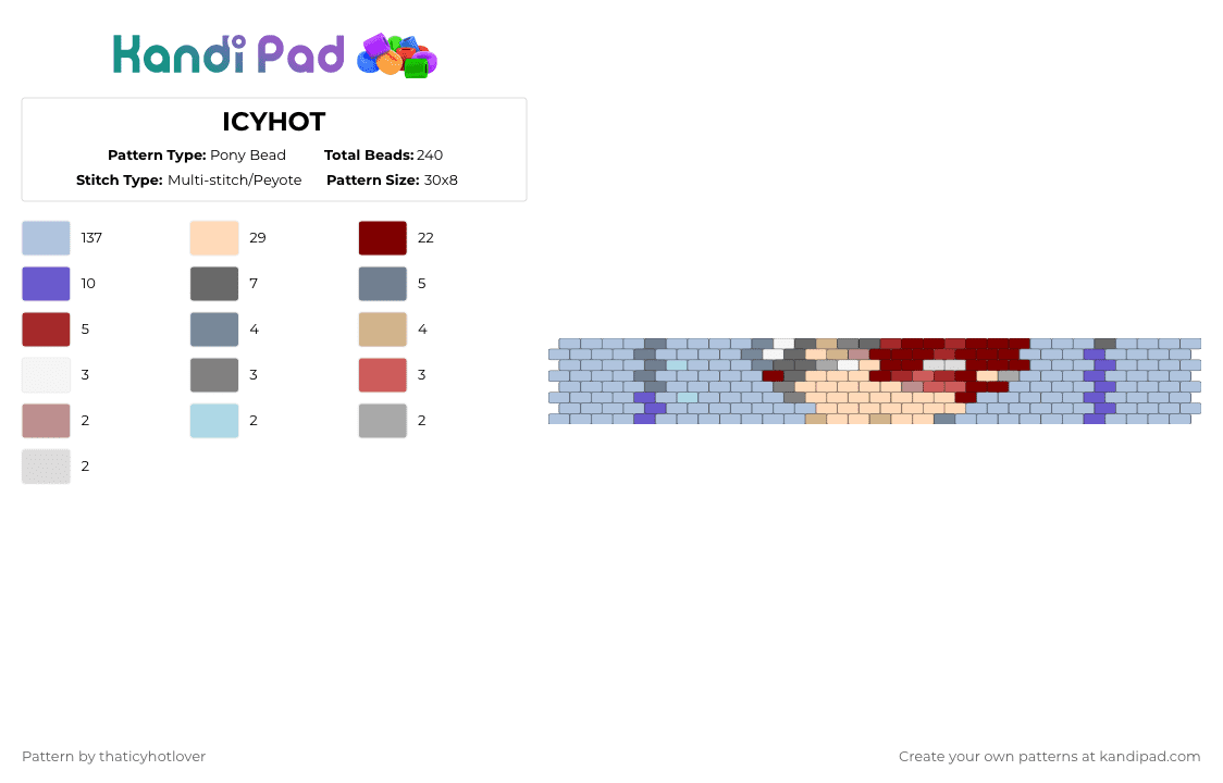 ICYHOT - Pony Bead Pattern by thaticyhotlover on Kandi Pad - light blue,beige,mha,todoroki,shoto,icyhot