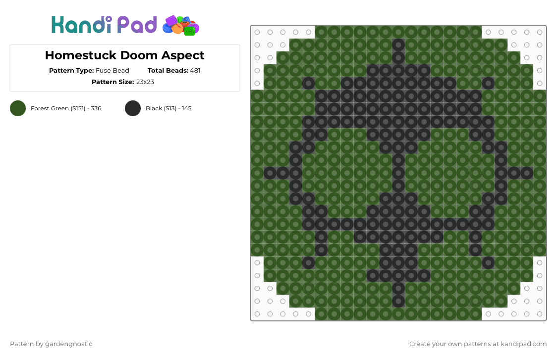 Homestuck Doom Aspect - Fuse Bead Pattern by gardengnostic on Kandi Pad - gold,black