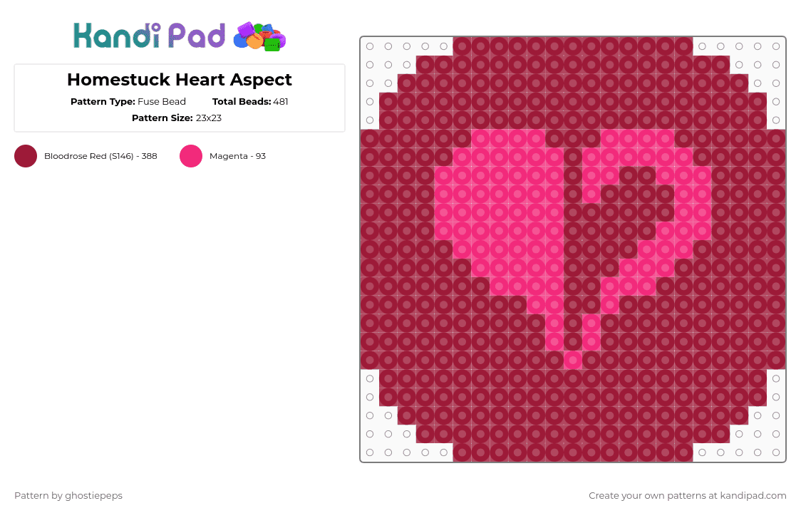 Homestuck Heart Aspect - Fuse Bead Pattern by gardengnostic on Kandi Pad - red