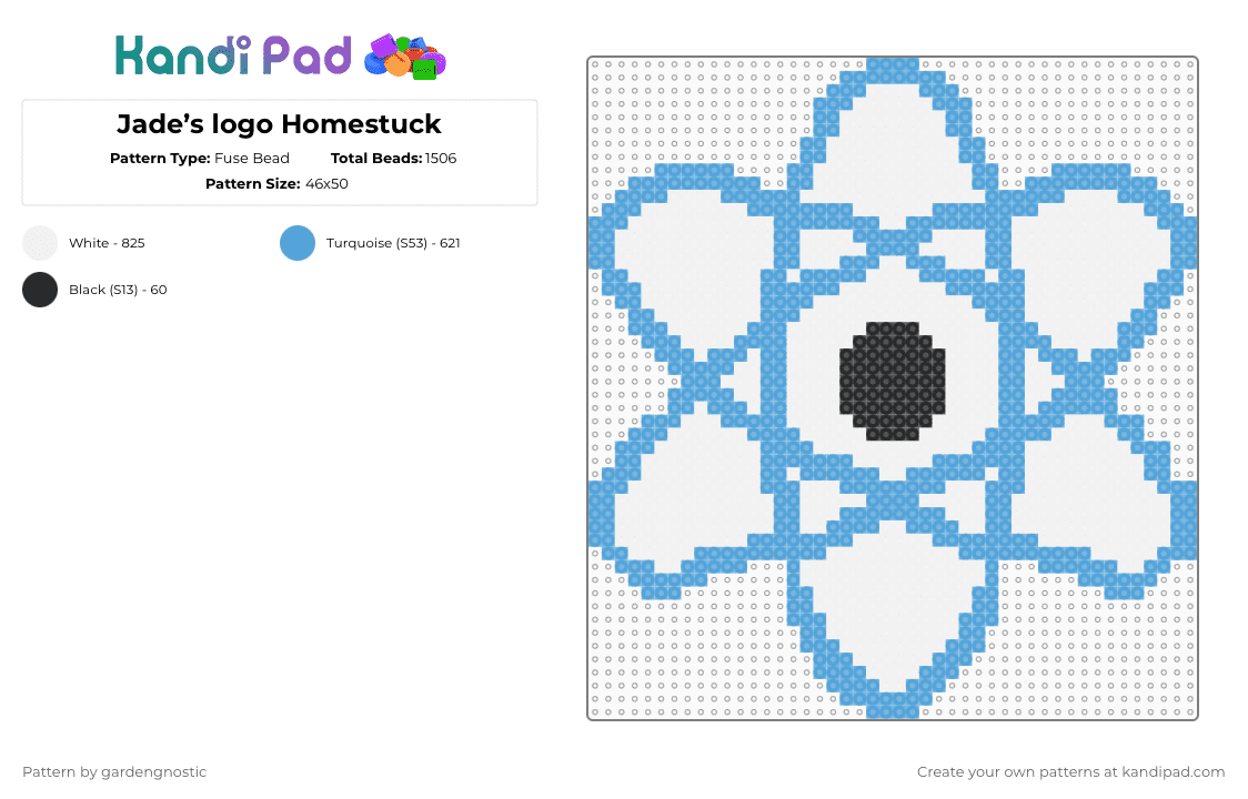 Jade’s logo Homestuck - Fuse Bead Pattern by gardengnostic on Kandi Pad - light blue,white