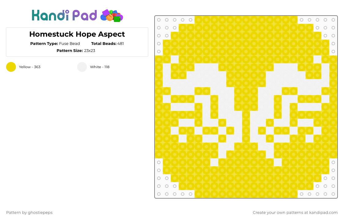 Homestuck Hope Aspect - Fuse Bead Pattern by gardengnostic on Kandi Pad - yellow