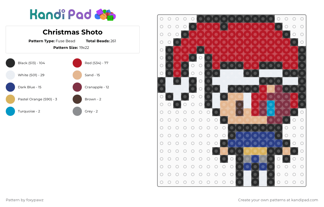 Christmas Shoto - Fuse Bead Pattern by foxypawz on Kandi Pad - red