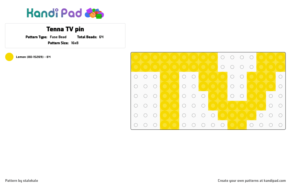 Tenna TV pin - Fuse Bead Pattern by stalekale on Kandi Pad - deltarune, deltarune chapter 3, pearler, pin, spamtenna, tenna, toby fox, yellow