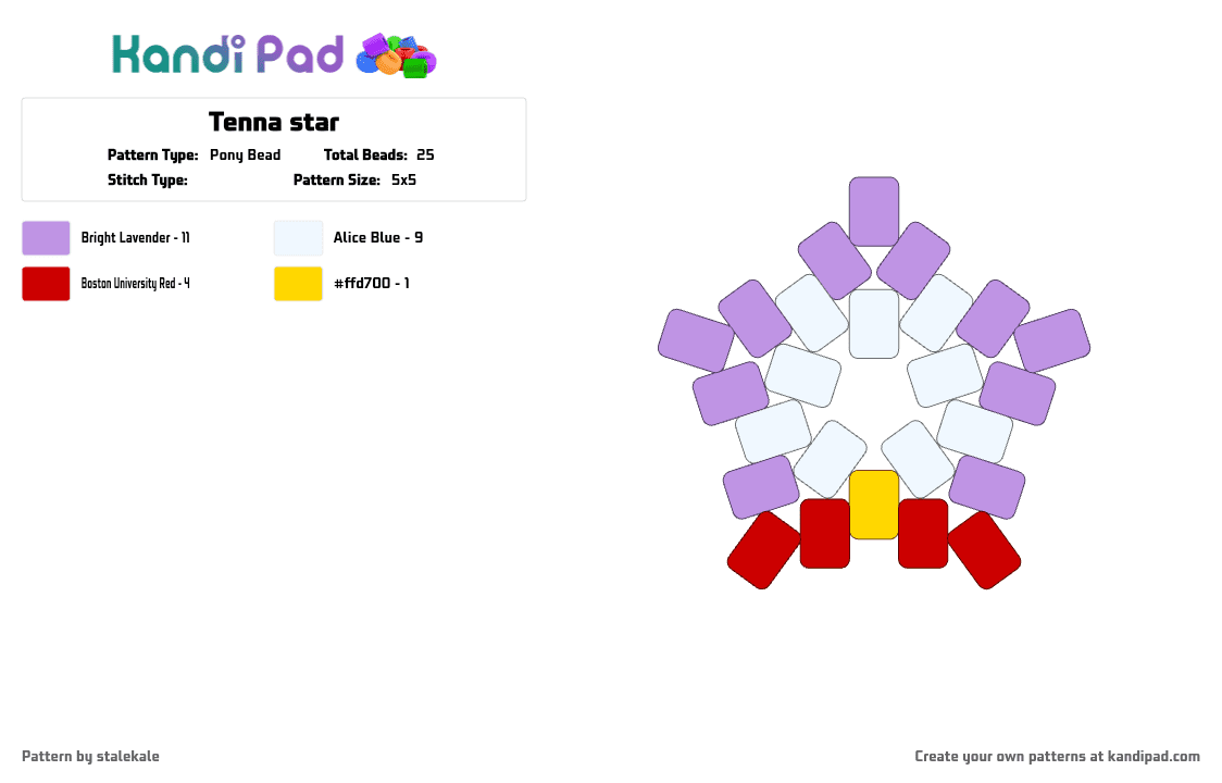 Tenna star - Pony Bead Pattern by stalekale on Kandi Pad - delatrune, pink, purple, red, spamtenna, tenna, toby fox, white, yellow
