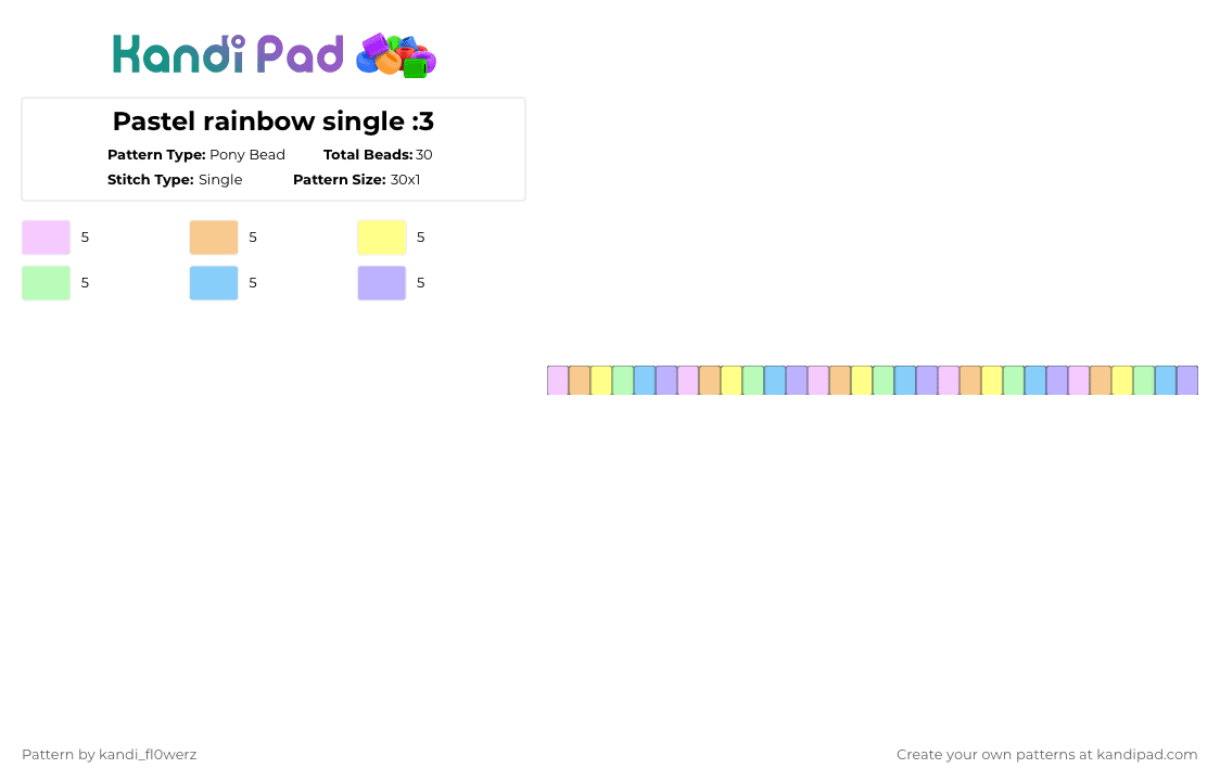 Pastel rainbow single :3 - Pony Bead Pattern by kandi_fl0werz on Kandi Pad - pink