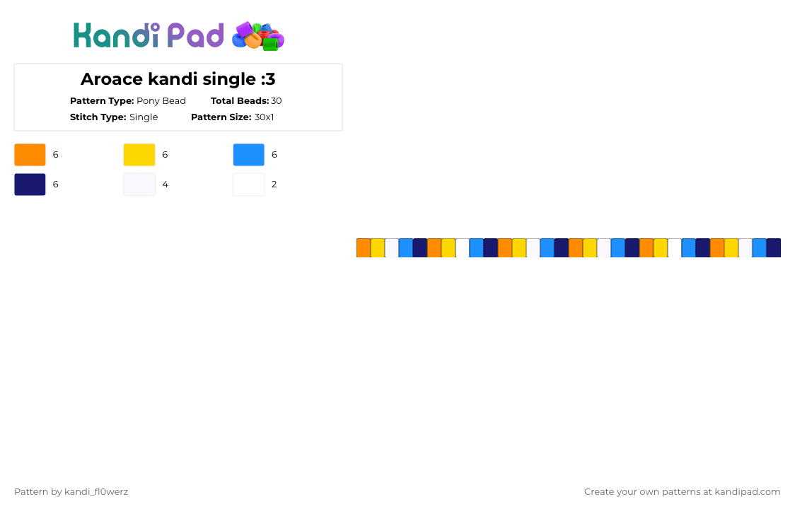 Aroace kandi single :3 - Pony Bead Pattern by kandi_fl0werz on Kandi Pad - orange,yellow,light blue,purple