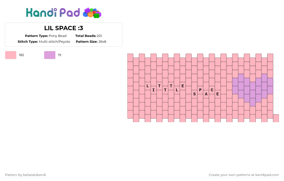 LIL SPACE :3 - Pony Bead Pattern by belaeatskandi on Kandi Pad - pink