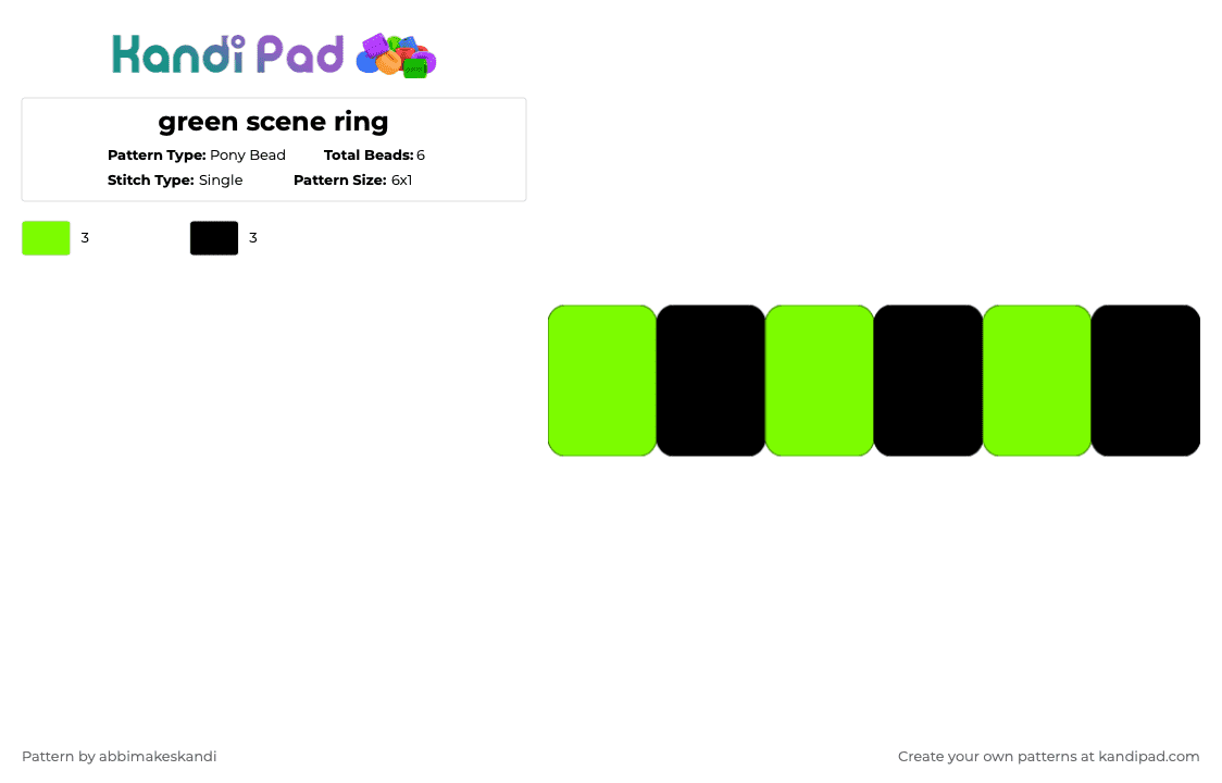 green scene ring - Pony Bead Pattern by abbimakeskandi on Kandi Pad - green,black,cotdrings