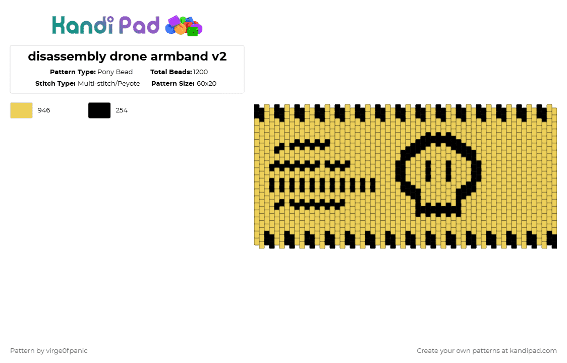 disassembly drone armband v2 - Pony Bead Pattern by virge0fpanic on Kandi Pad - yellow