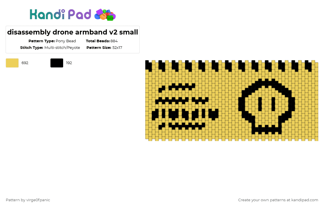 disassembly drone armband v2 small - Pony Bead Pattern by virge0fpanic on Kandi Pad - yellow