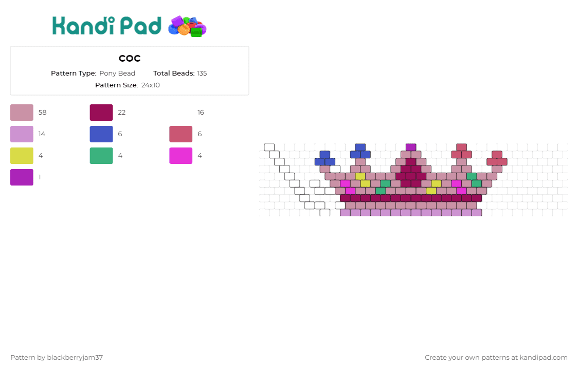 coc - Pony Bead Pattern by blackberryjam37 on Kandi Pad - crown