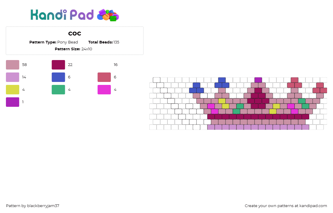 coc - Pony Bead Pattern by blackberryjam37 on Kandi Pad - crown,royalty,clash of clans,colorful,pink