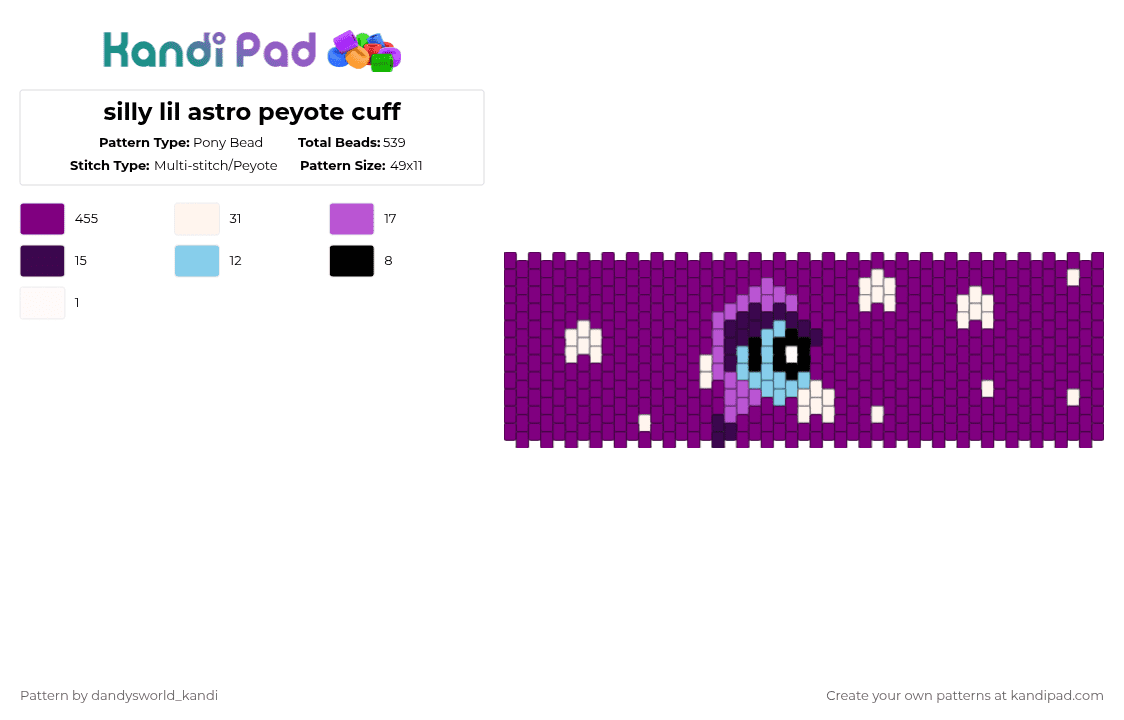 silly lil astro peyote cuff - Pony Bead Pattern by dandysworld_kandi on Kandi Pad - pink