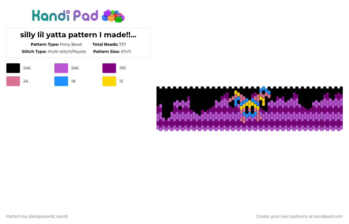 silly lil yatta pattern I made!!! comment your favorite toon plz!!! - Pony Bead Pattern by dandysworld_kandi on Kandi Pad - pink