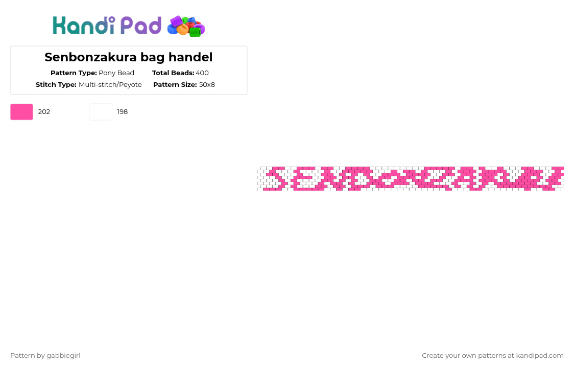 Senbonzakura bag handel - Pony Bead Pattern by gabbiegirl on Kandi Pad - miku,song,senbonzakura,pink