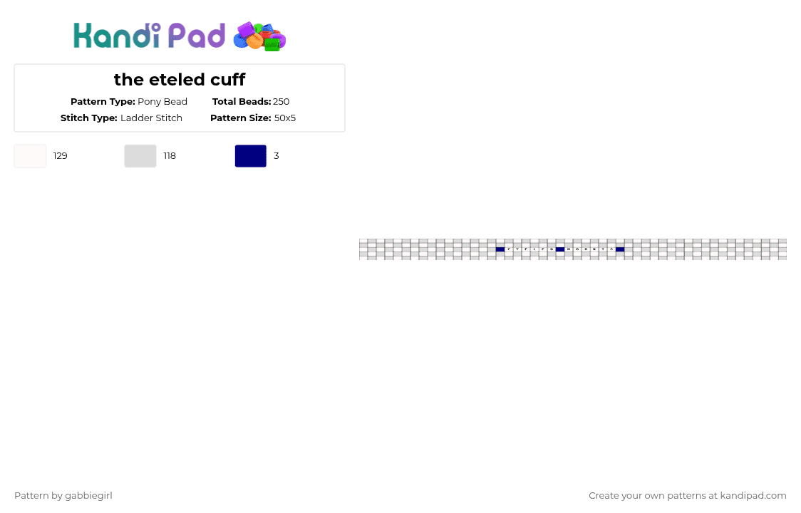 the eteled cuff - Pony Bead Pattern by gabbiegirl on Kandi Pad - white,wdy,wiideletedyou,eteled