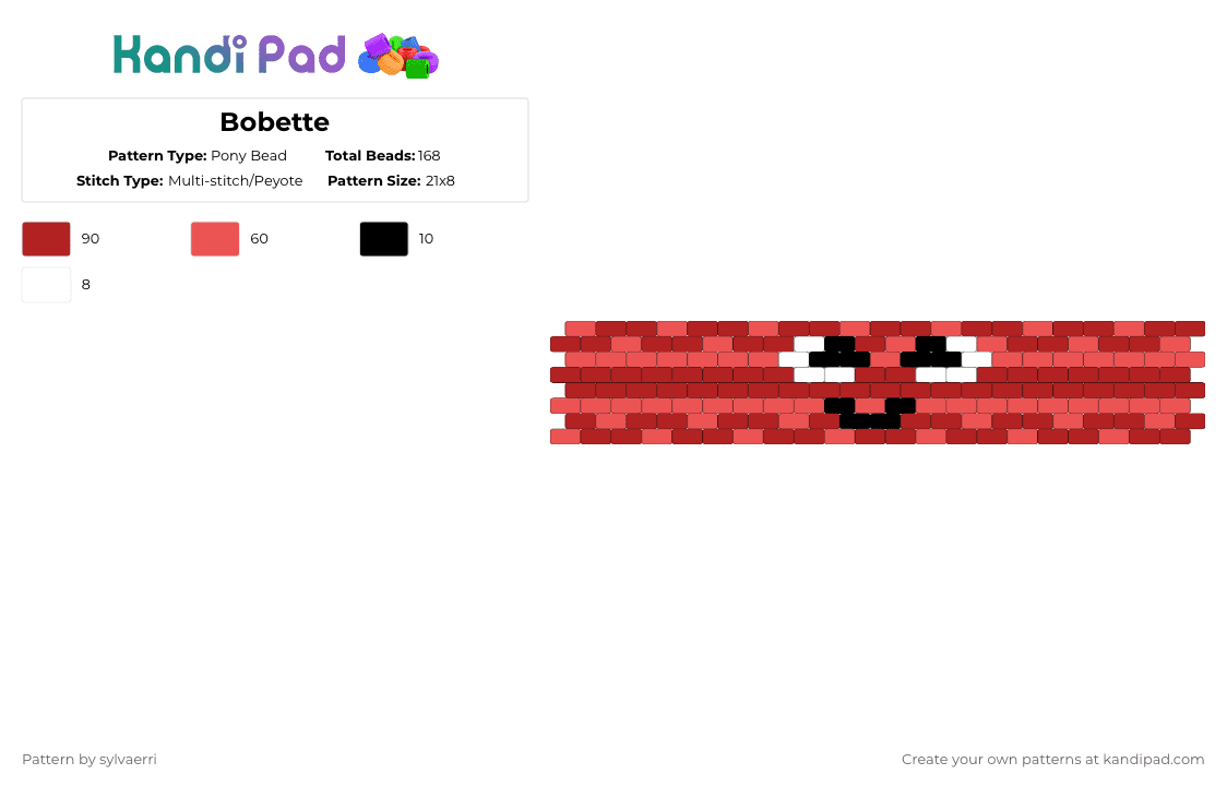 Bobette - Pony Bead Pattern by sylvaerri on Kandi Pad - red