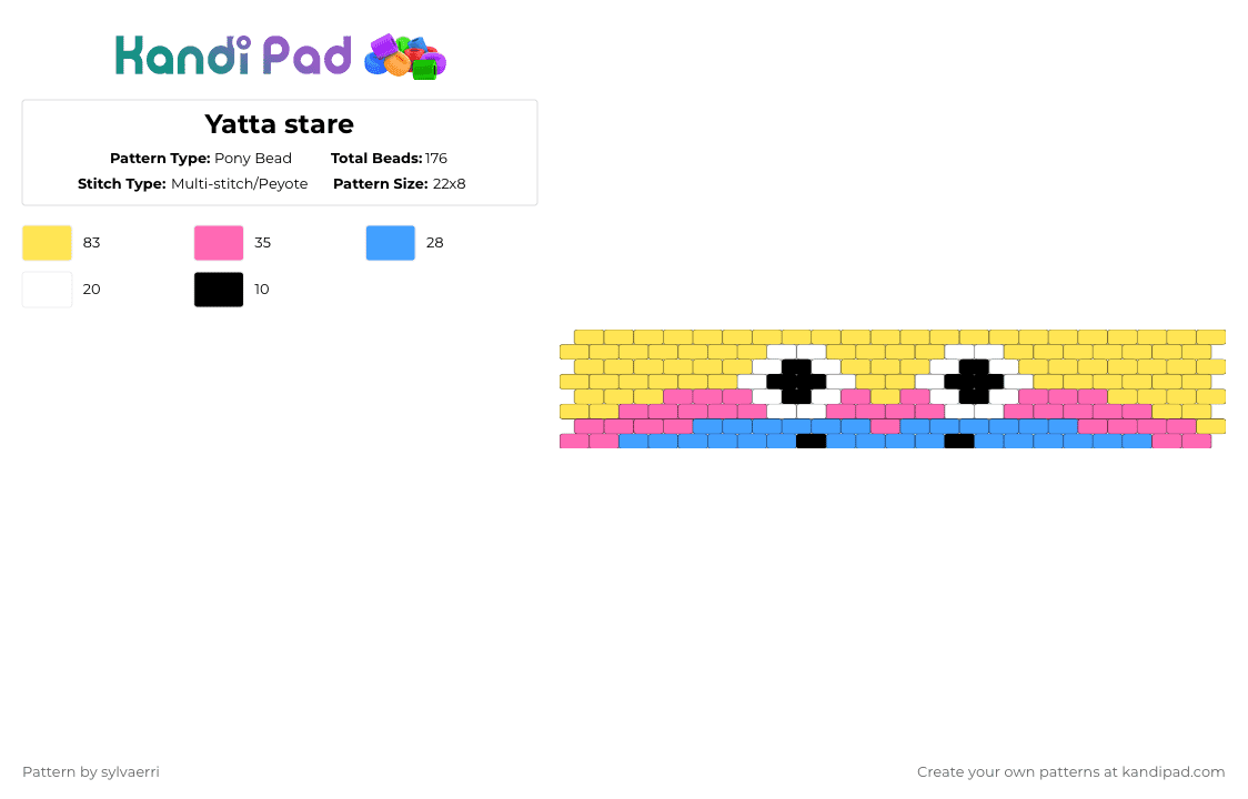 Yatta stare - Pony Bead Pattern by sylvaerri on Kandi Pad - yellow