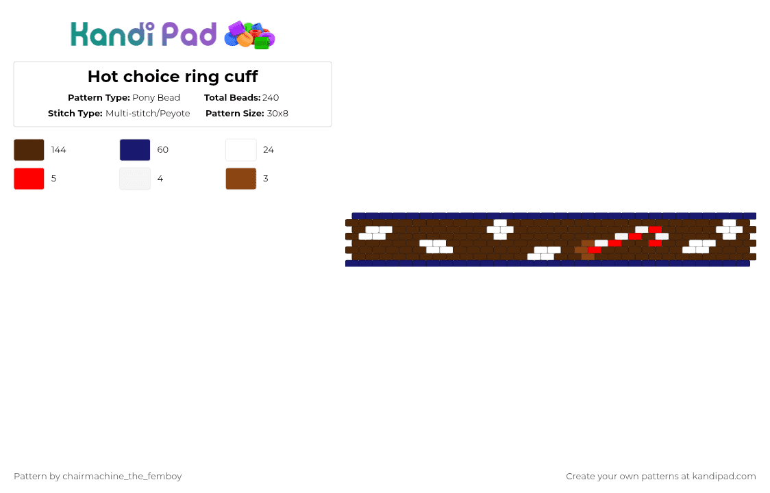 Hot choice ring cuff - Pony Bead Pattern by chairmachine_the_femboy on Kandi Pad - brown,cotdhotchocolate