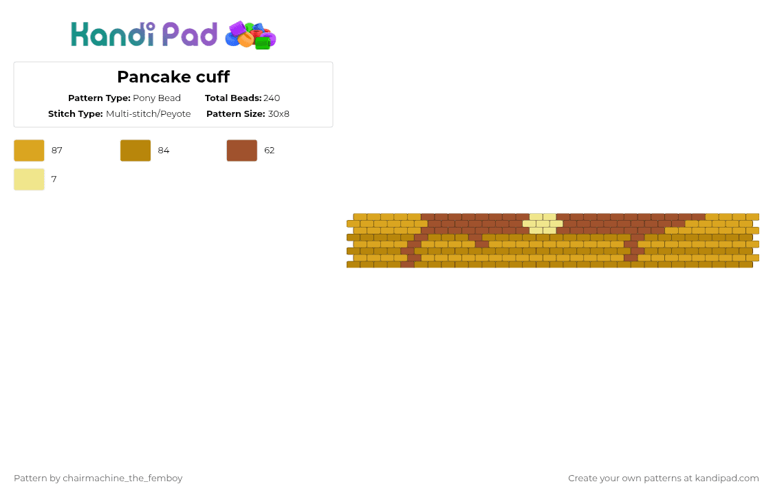 Pancake cuff - Pony Bead Pattern by chairmachine_the_femboy on Kandi Pad - gold,red,orange,cotdpancakes