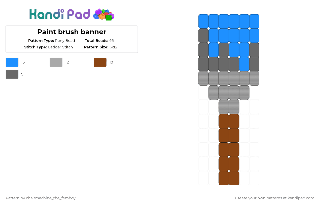 Paint brush banner - Pony Bead Pattern by chairmachine_the_femboy on Kandi Pad - light blue,beige,cotdcraftsupplies